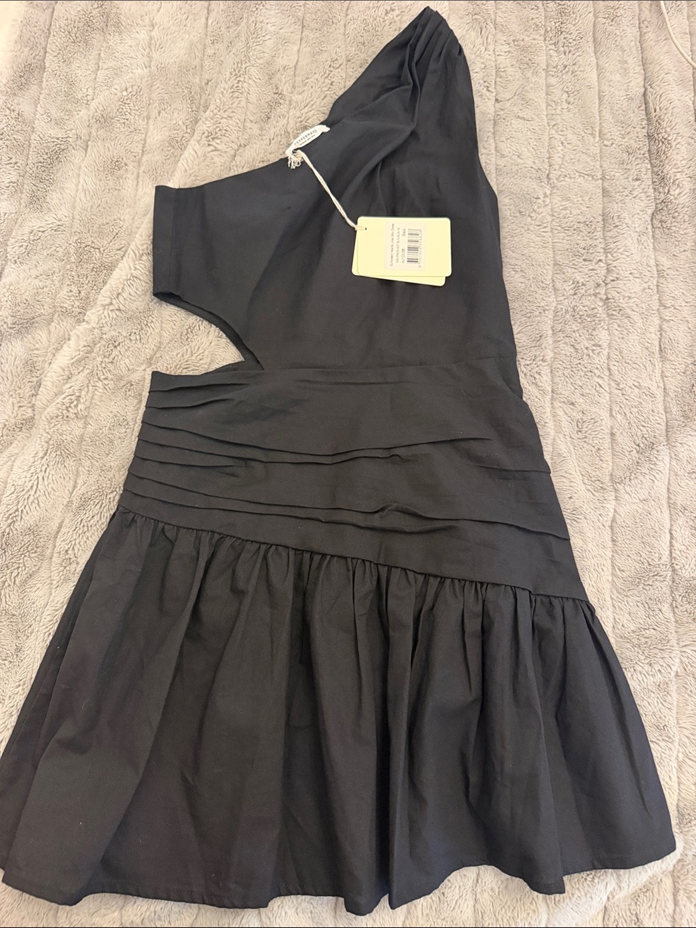 Peppermayo Black One-Shoulder Tiered Dress